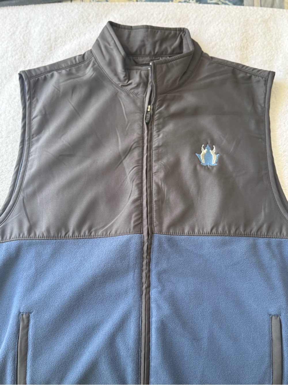 Men's Two-Tone Blue and Gray Fleece Vest